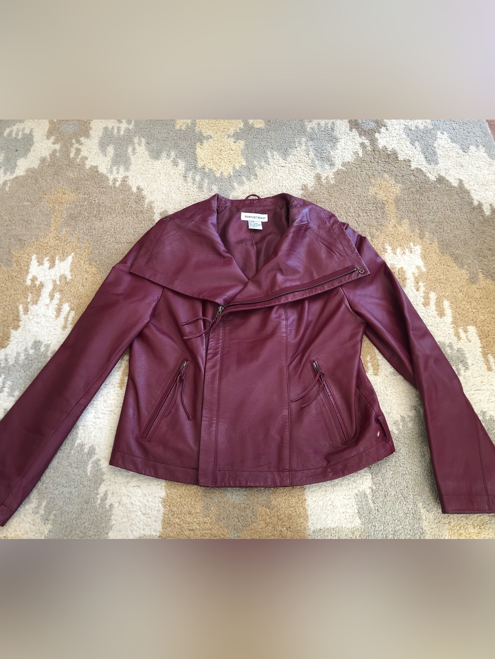 Newport News Vintage Genuine Leather Dark Red Jacket Women’s Sz 12 Gorgeous! - Picture 3 of 16